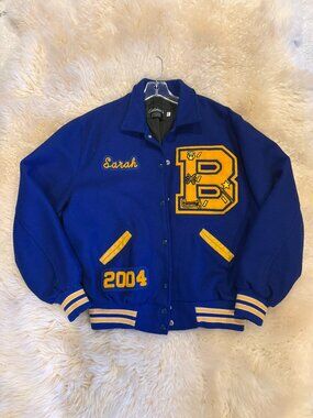 Vintage 2004 Varsity Letterman Jacket Blue Gold Size 40 - Made in Portland